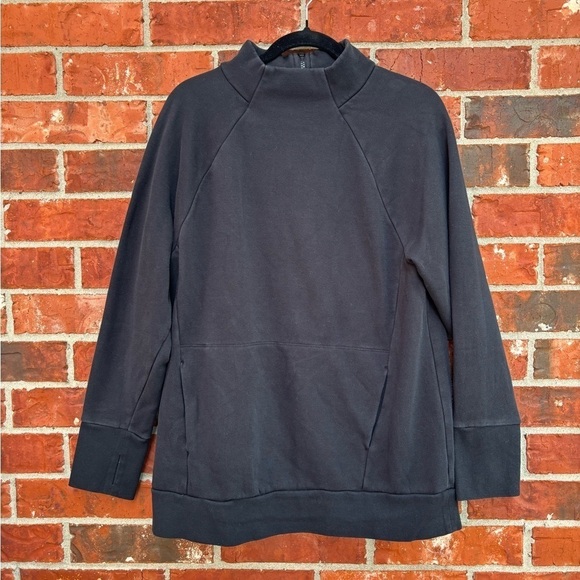 Fabletics XL Zaylee Black Funnel Neck Zipper Back Thumbhole Tunic Sweatshirt - Picture 2 of 10